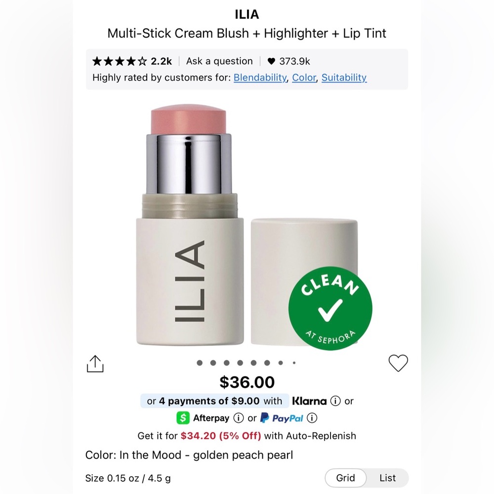 ILIA Multi-Stick Cream Blush + Highlighter + Lip Tint # In the Mood